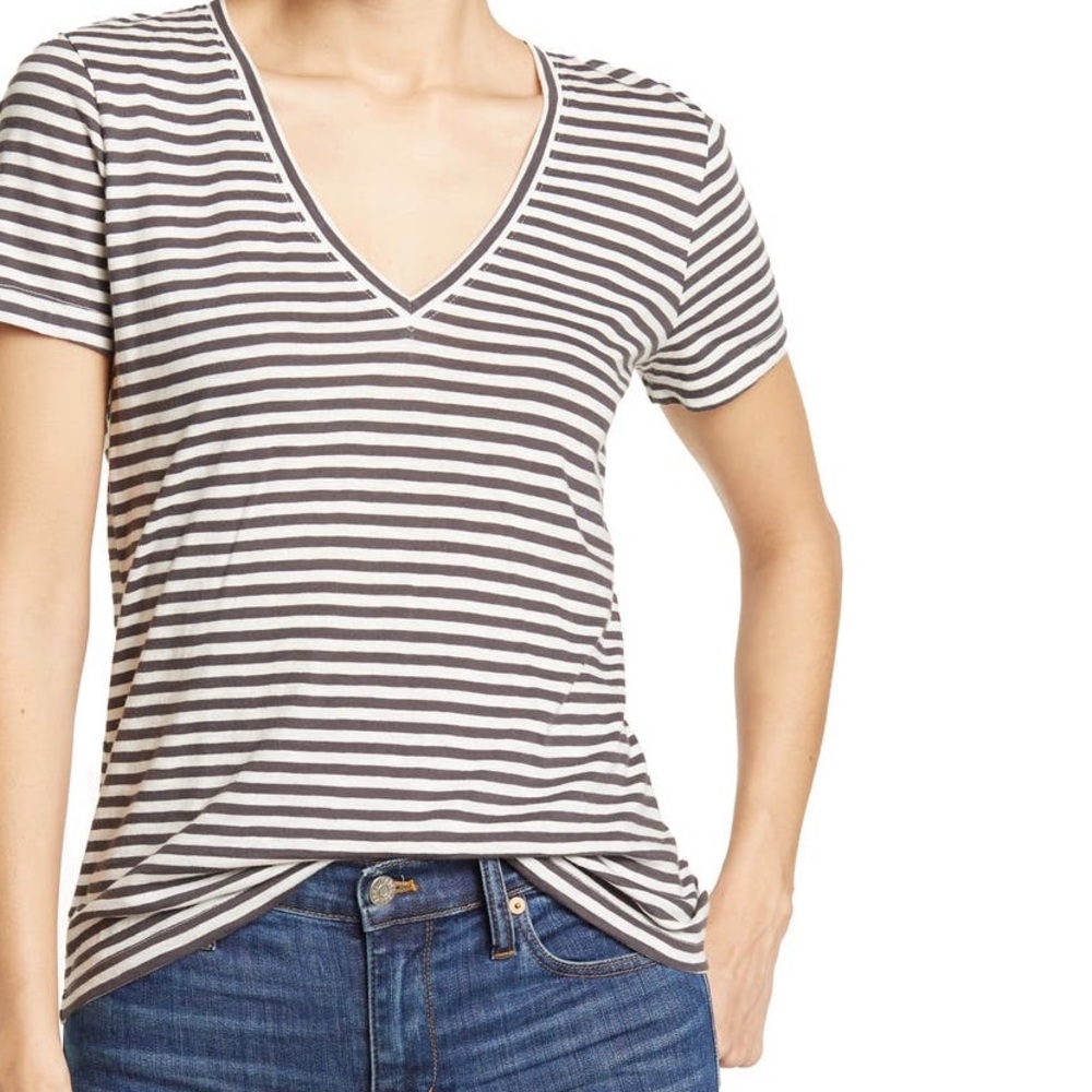 Madewell Striped V-neck Tee